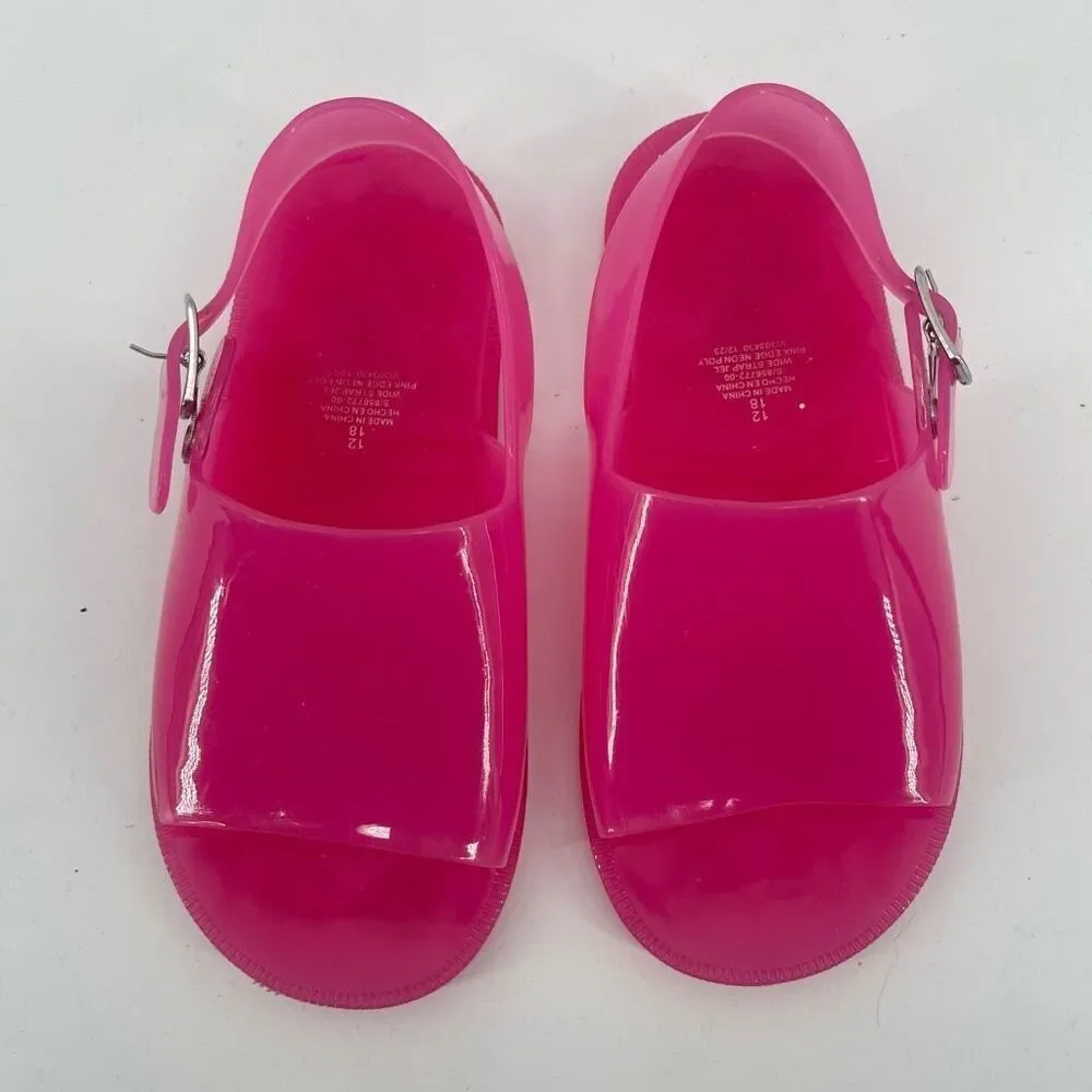 Old Navy Girls Pink Jelly Sandals Size 12 – Wide Strap Buckle Style